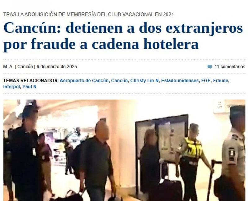 Foreigners Arrested in Cancún for Failing to Pay Their Timeshare